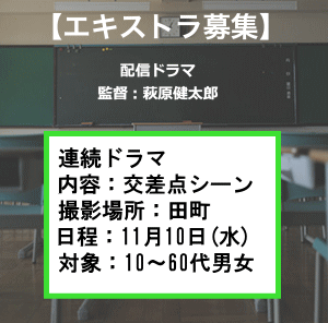 萩原健太郎監督ドラマ11/10エキストラ募集