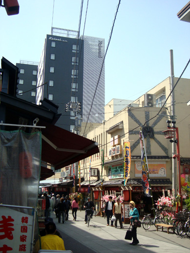 浅草木馬館越しの「リッチモンドホテル浅草」